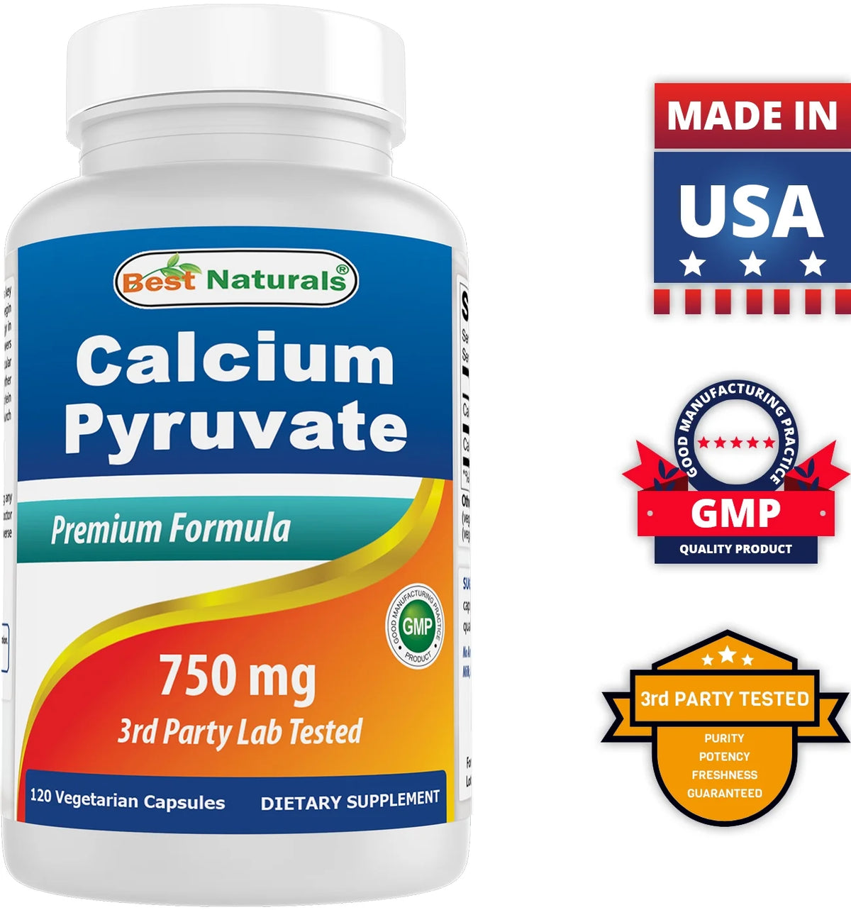 2 Pack Calcium Pyruvate 750 Mg 120 Capsules