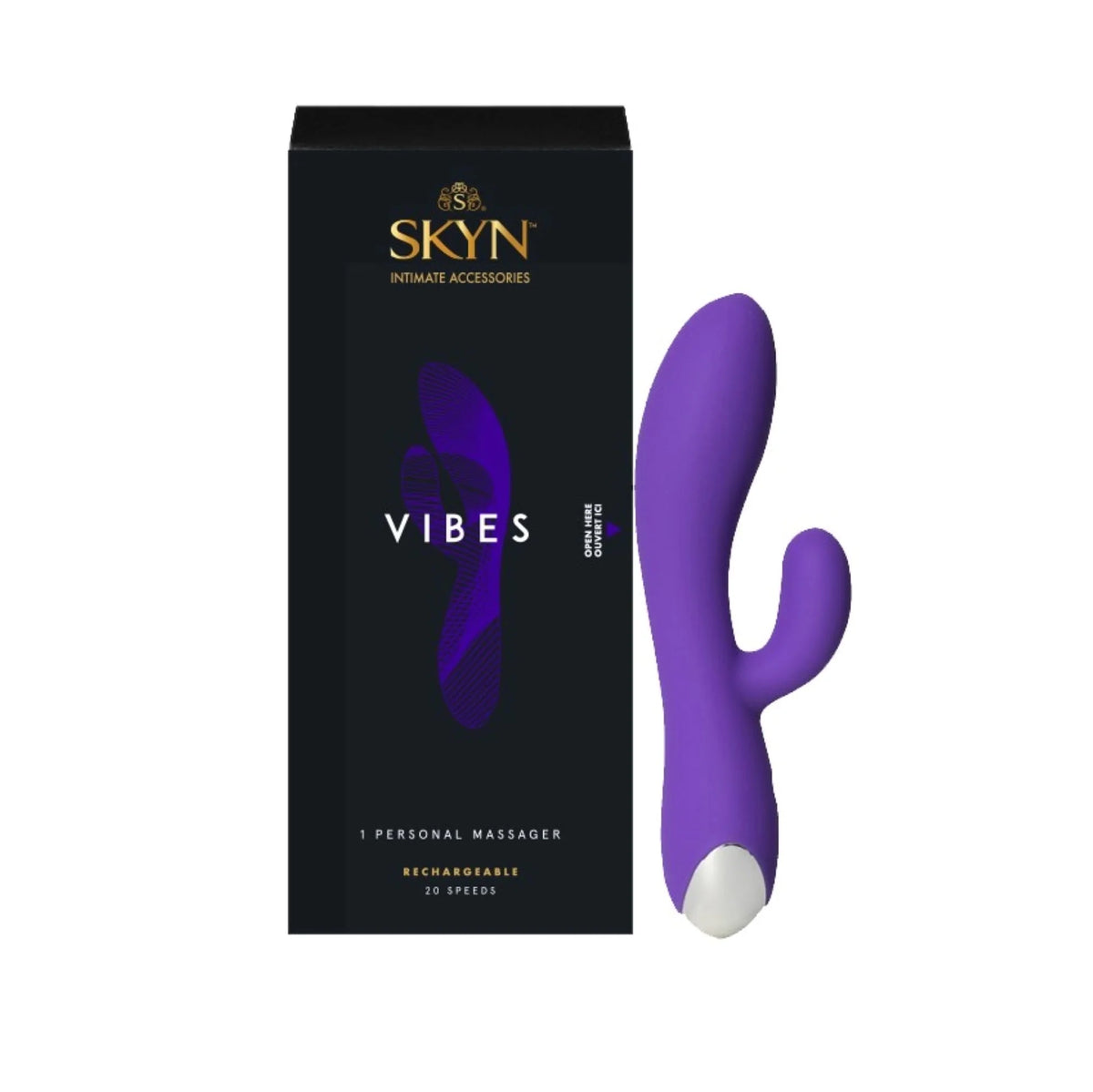 SKYN Vibes Personal Massage Wand Vibrator, 20 Speeds, Purple, 1 Count